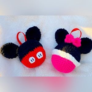 Set of Two Disney Christmas Ornaments Mr. Mickey Mouse & Mrs. Minnie -Brand New